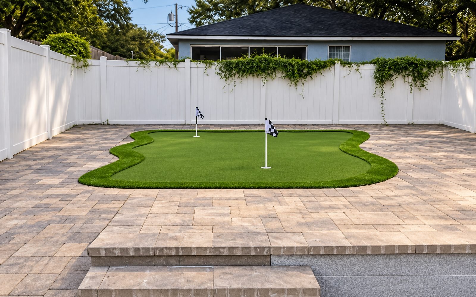 Backyard putting green grass golf — Rhino Grass artificial turf project (1)